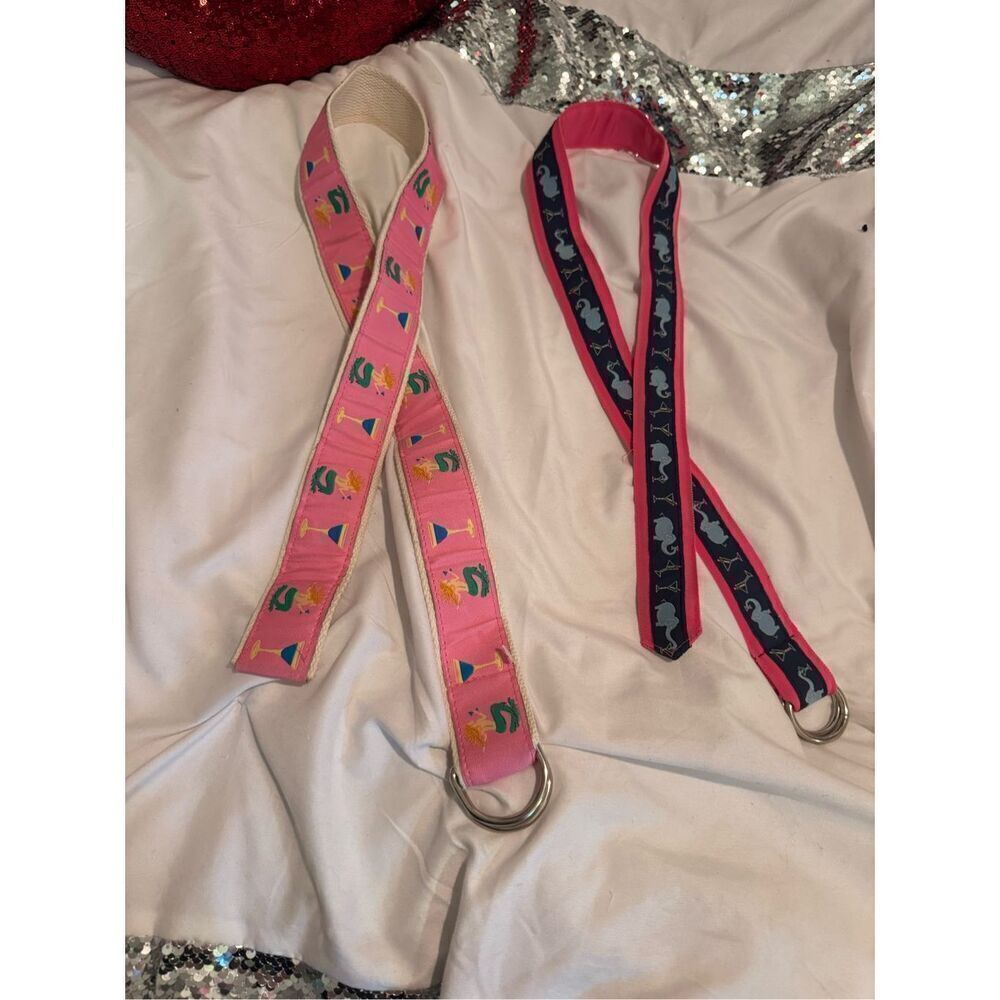 Douglas paquette RI & c k Bradley lot of 2x preppy canvas flip novelty belt